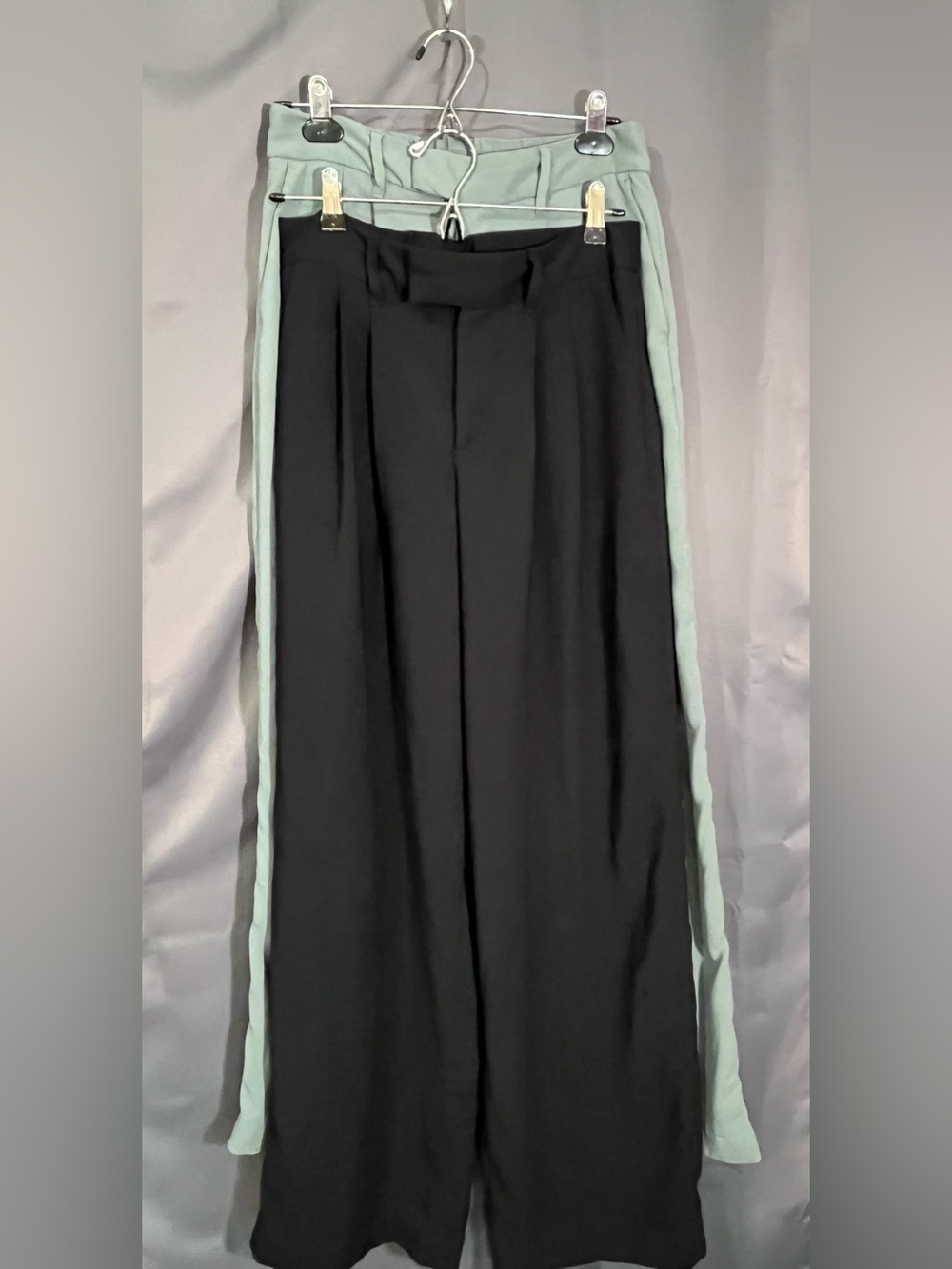 a new day: set of 2: Sage-Green and Black Wide Leg Pants